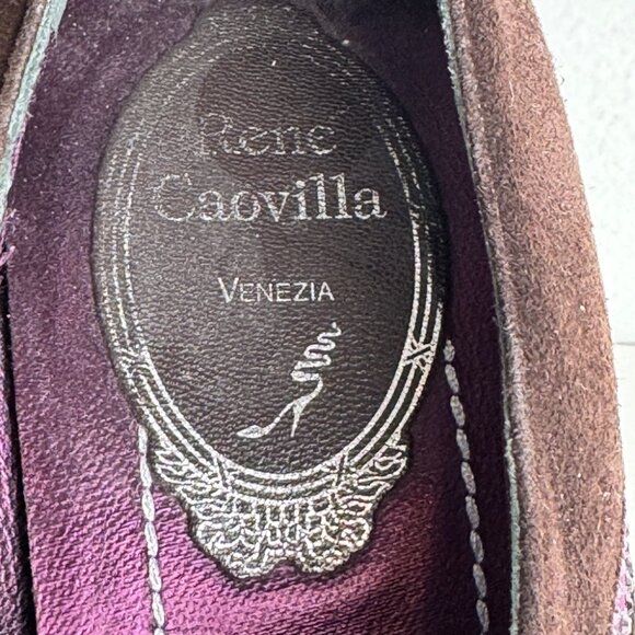RENE CAOVILLA Ankle Boots in burgundy aubergine Suede and Rhinestones Size 37.5 - Picture 8 of 8